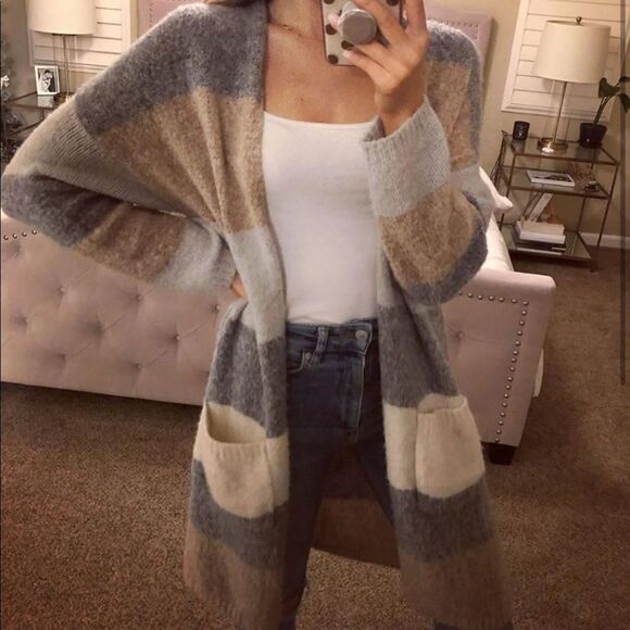 ✨HP✨Striped Long Sleeve With Pockets Cardigan✨ - Picture 3 of 3